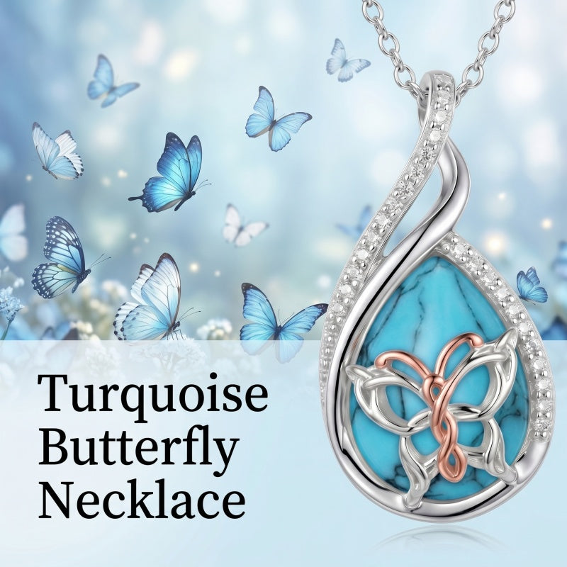 Sterling Silver Lapis Lazuli Black Onyx Moonstone Moss Agate Turquoise Butterfly Dragonfly Hummingbird  Pendant Necklace