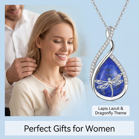 Sterling Silver Lapis Lazuli Black Onyx Moonstone Moss Agate Turquoise Butterfly Dragonfly Hummingbird  Pendant Necklace