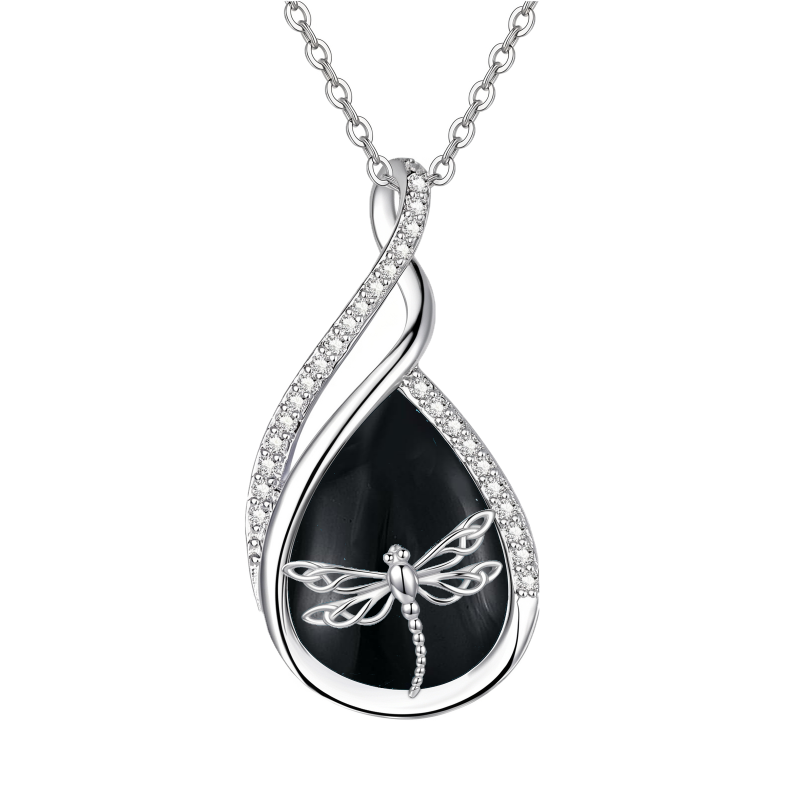 Sterling Silver Lapis Lazuli Black Onyx Moonstone Moss Agate Turquoise Butterfly Dragonfly Hummingbird  Pendant Necklace