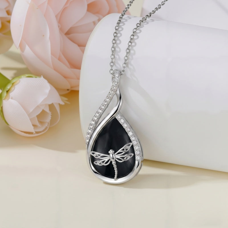 Sterling Silver Lapis Lazuli Black Onyx Moonstone Moss Agate Turquoise Butterfly Dragonfly Hummingbird  Pendant Necklace
