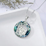 Sterling Silver Crystal  Hippo Elephant Squirrel Otter Bear Tree of Life Pendant Necklace  Mother's Day Christmas Gifts