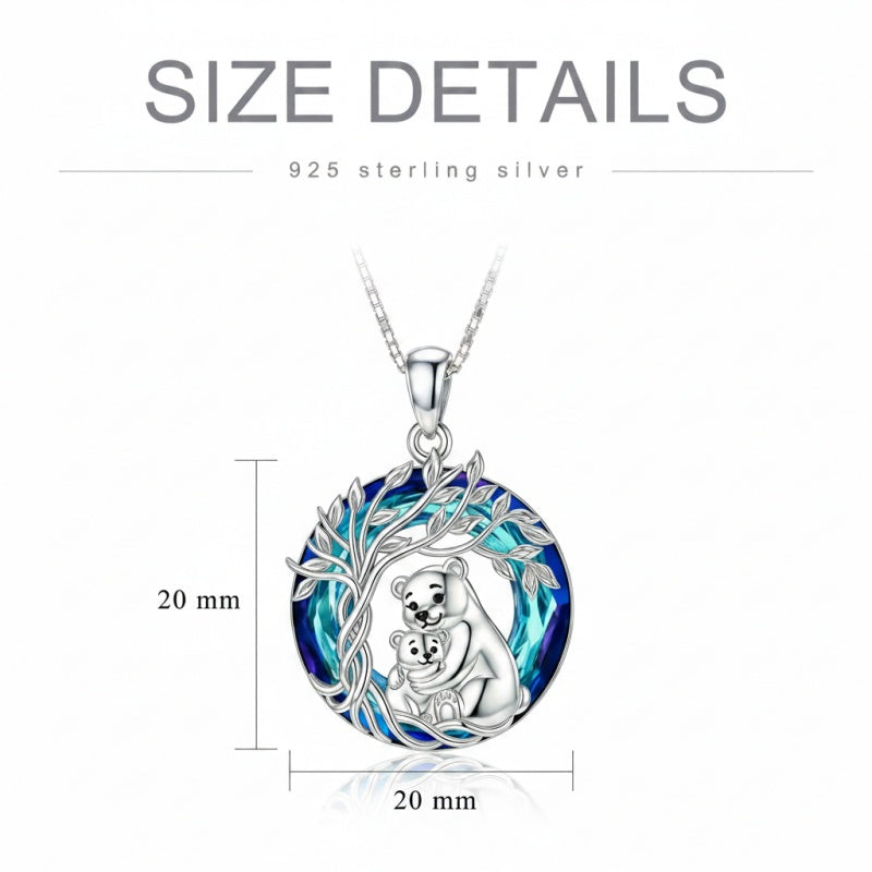 Sterling Silver Crystal  Hippo Elephant Squirrel Otter Bear Tree of Life Pendant Necklace  Mother's Day Christmas Gifts