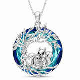 Sterling Silver Crystal  Hippo Elephant Squirrel Otter Bear Tree of Life Pendant Necklace  Mother's Day Christmas Gifts
