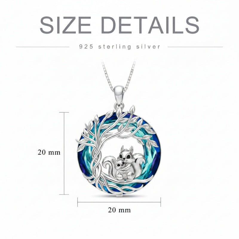 Sterling Silver Crystal  Hippo Elephant Squirrel Otter Bear Tree of Life Pendant Necklace  Mother's Day Christmas Gifts