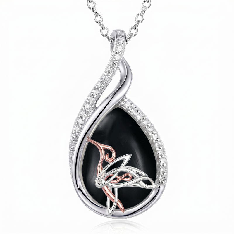 Sterling Silver Lapis Lazuli Black Onyx Moonstone Moss Agate Turquoise Butterfly Dragonfly Hummingbird  Pendant Necklace