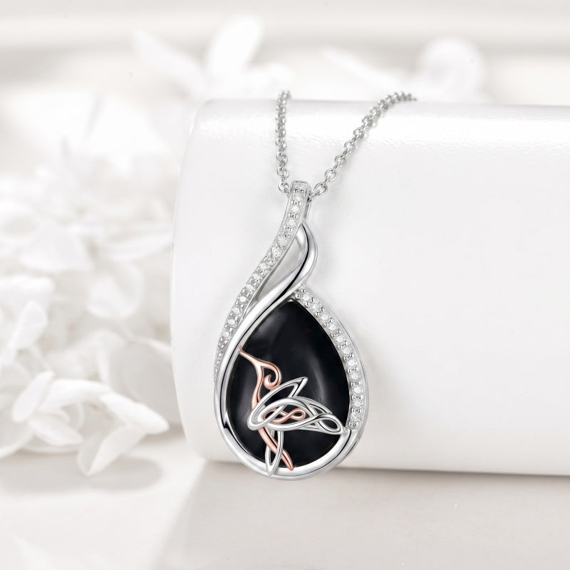 Sterling Silver Lapis Lazuli Black Onyx Moonstone Moss Agate Turquoise Butterfly Dragonfly Hummingbird  Pendant Necklace