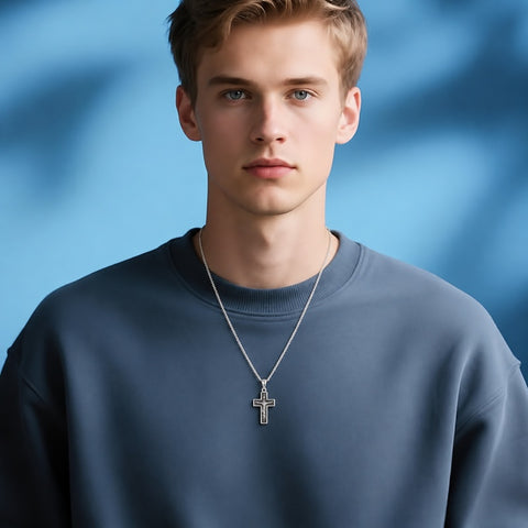 Sterling Silver Cross Pendant Necklace Christian Religious Jewelry Gifts for Anniversary