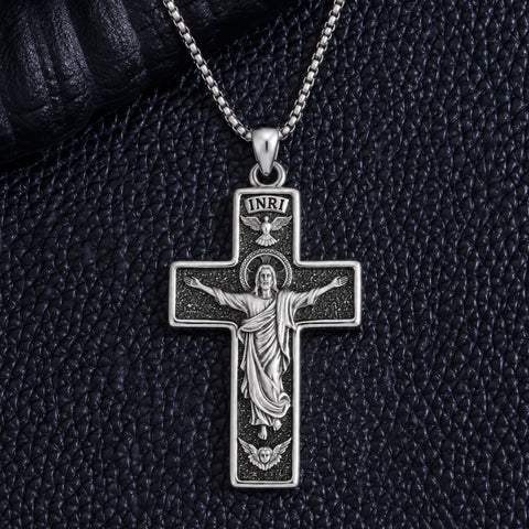 Sterling Silver Cross Pendant Necklace Christian Religious Jewelry Gifts for Anniversary