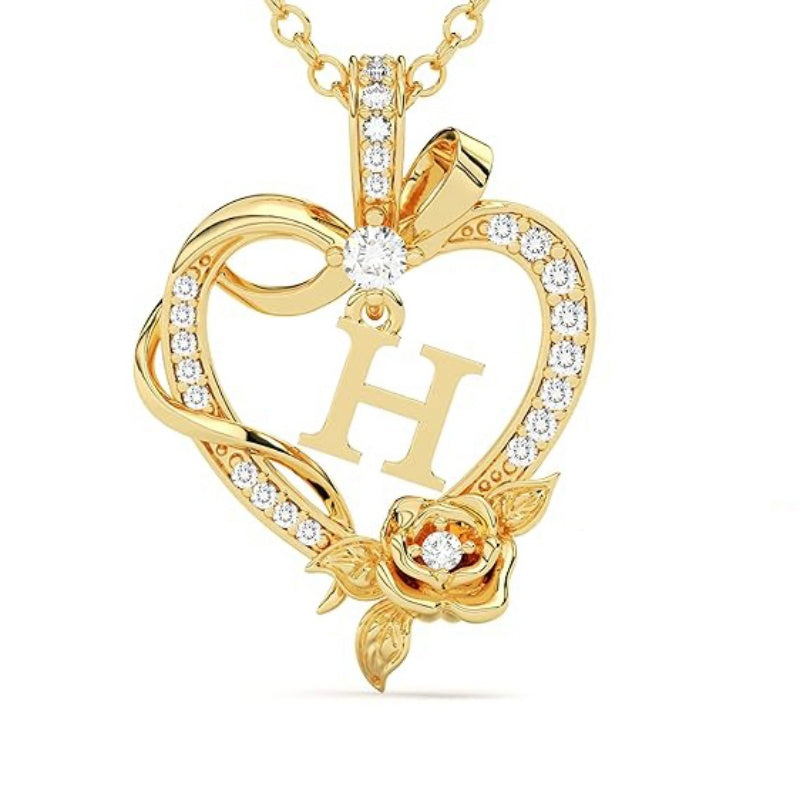 14K Gold Plated Initial Heart Pendant  Necklace Gift for Women Anniversary for Her