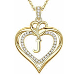 14K Gold Plated Initial Double Heart Pendant Necklace Anniversary Birthday Gifts for Women