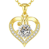 14K Gold Plated Initial Love Heart 2 Carat Moissanite Necklaces for Women Christmas Anniversary Birthday Present Gifts