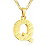 14K Gold Plated American Flag Initial Pendant Necklace for Men