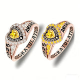 Copper Personalized Birthstone Engraved Class Rings for Women, College Senior High School Ring