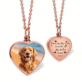 Stainless Steel Personalized Photo Engraved Heart Urn Necklace for Ashes