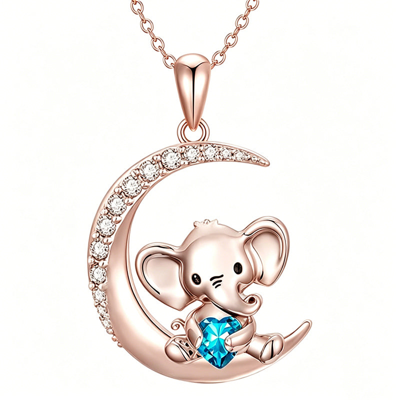 Sterling Silver Birthstone Elephant Pendant Necklace