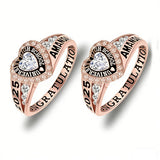Copper Personalized Birthstone Engraved Class Rings for Women, College Senior High School Ring