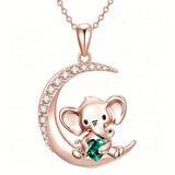 Sterling Silver Birthstone Elephant Pendant Necklace