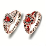 Sterling Silver Personalized Birthstone Engraved Class Rings for Women, College Senior High School Ring