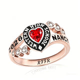 Sterling Silver Personalized Birthstone Engraved Class Rings for Women, College Senior High School Ring