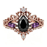 Sterling Silver 10K  14K  18K Gold 1CT-4CT Black Onyx Engagement Ring Gothic Wedding Promise Ring