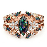 Sterling Silver 10K  14K  18K  Gold Personalized Engraved Black Opal Engagement Wedding Promise Ring for Her