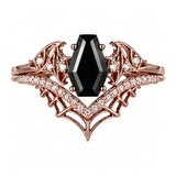 Sterling Silver 10K  14K  18K Gold 1CT-4CT Black Onyx Engagement Ring Gothic Wedding Promise Ring