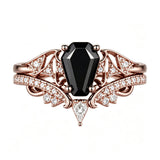 Sterling Silver 10K  14K  18K Gold 1CT-4CT Black Onyx Engagement Ring Gothic Wedding Promise Ring