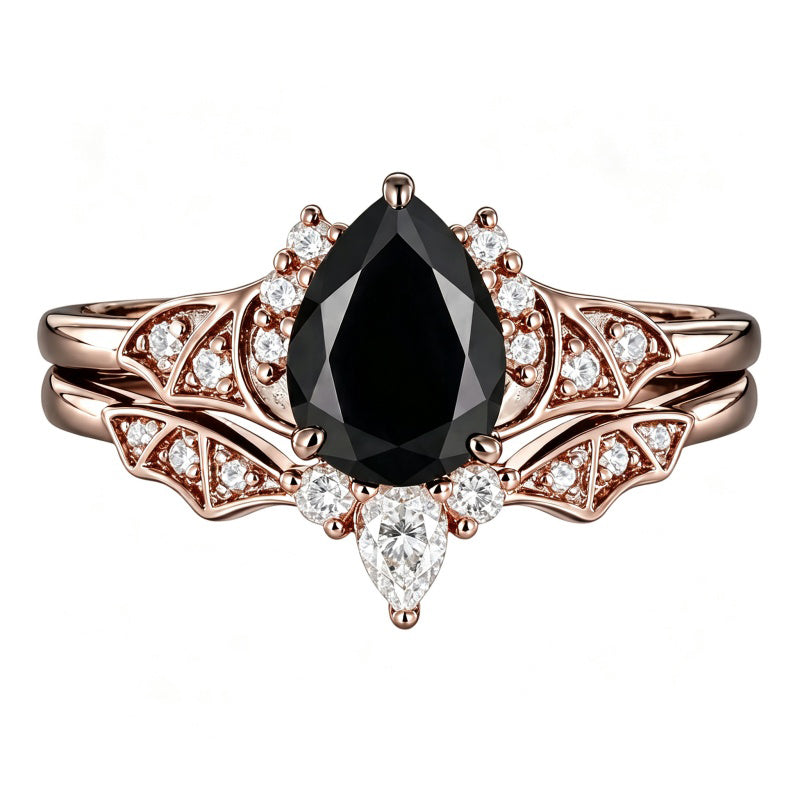 Sterling Silver 10K  14K  18K Gold 1CT-4CT Black Onyx Engagement Ring Gothic Wedding Promise Ring