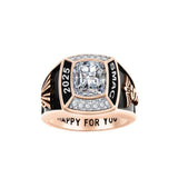 Sterling Silver Personalized  Birthstone Engraved Class Ring Graduation Jewelry