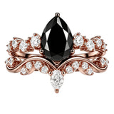 Sterling Silver 10K  14K  18K Gold 1CT-4CT Black Onyx Engagement Ring Gothic Wedding Promise Ring