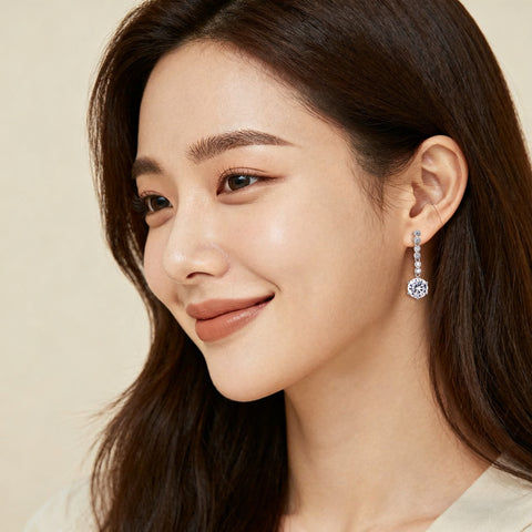 925 Sterling Silver Elegant Moissanite Drop Earrings With Symmetrical Design And Graduated Stones