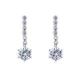 925 Sterling Silver Elegant Moissanite Drop Earrings With Symmetrical Design And Graduated Stones