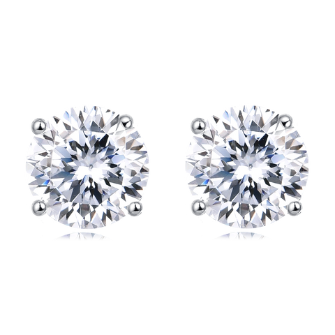 925 Sterling Silver Elegant Brilliance: Classic Round Cut Moissanites In Four-prong Setting
