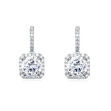 925 Sterling Silver Elegant Moissanite Halo Stud Earrings In Plated with White Gold