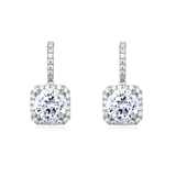 925 Sterling Silver Elegant Moissanite Halo Stud Earrings In Plated with White Gold