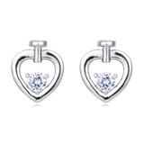 925 Sterling Silver Elegant Silver Heart-shaped Stud Earrings With Sparkling Central Moissanite
