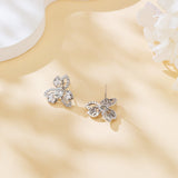 925 Sterling Silver Elegant Four-leaf Clover Moissanite Earrings