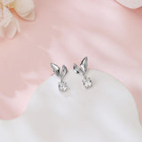 925 Sterling Silver Elegant Leaf-inspired Moissanite Drop Earrings