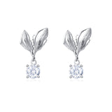 925 Sterling Silver Elegant Leaf-inspired Moissanite Drop Earrings