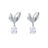 925 Sterling Silver Elegant Leaf-inspired Moissanite Drop Earrings