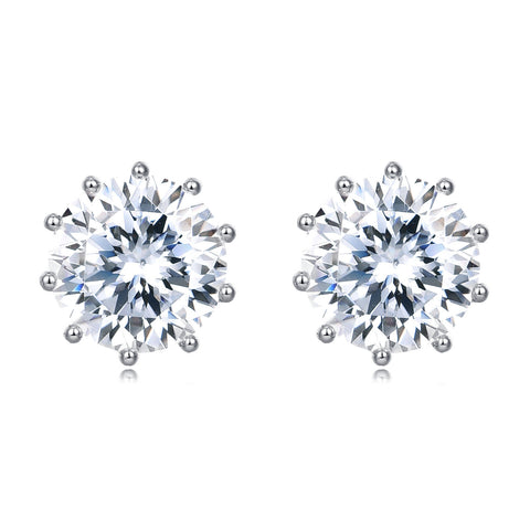 925 Sterling Silver Classic Moissanite Earrings: Timeless Elegance In Plated with White Gold Setting