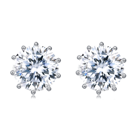 925 Sterling Silver Classic Moissanite Earrings: Timeless Elegance In Plated with White Gold Setting