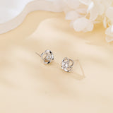 925 Sterling Silver Elegant Floral Moissanite Stud Earrings In Sterling Silver