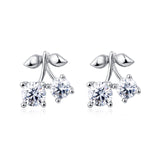 925 Sterling Silver Cherry Moissanite Earrings: Luxury Sterling Silver Statement Jewelry With Sparkling Gems