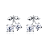925 Sterling Silver Cherry Moissanite Earrings: Luxury Sterling Silver Statement Jewelry With Sparkling Gems