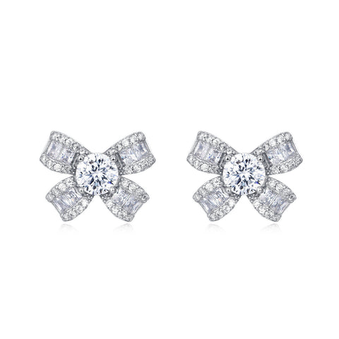 925 Sterling Silver Elegant Floral Moissanite Earrings With Radiant Center Stones
