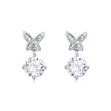 925 Sterling Silver Elegant Moissanite Butterfly Earrings With Sparkling Wings And Central Gemstone