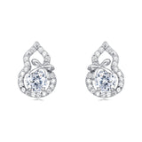 925 Sterling Silver Elegant Moissanite Bow Earrings In Plated with White Gold Setting
