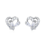 925 Sterling Silver Elegant Heart-shaped Zircon Accent Silver Stud Earrings