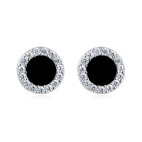 925 Sterling Silver **luxury Zircon Hoop Earrings: Elegant Circular Design With Sparkling Gemstones**